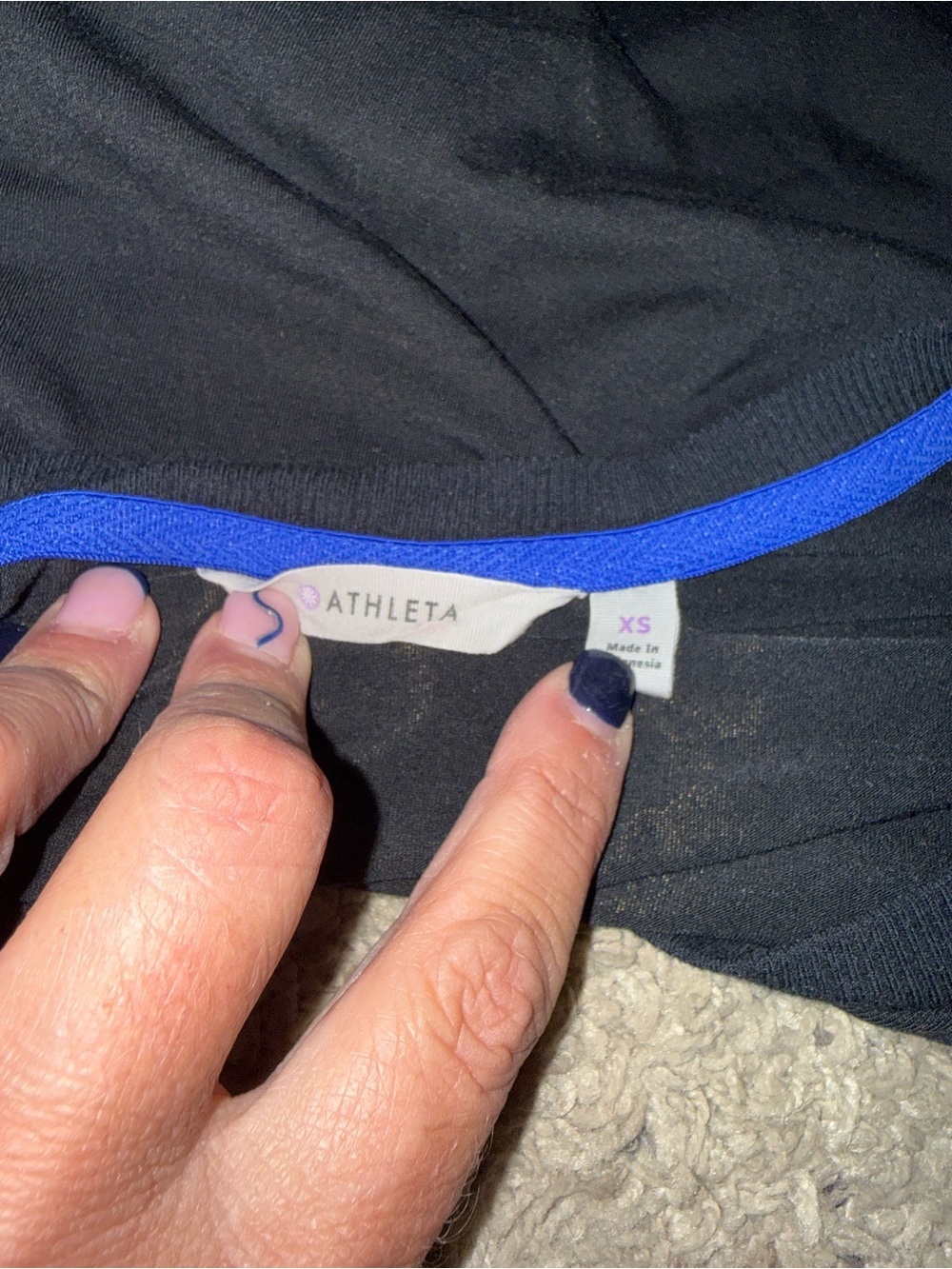 Athleta Black Tank with Bright Blue Trim - Picture 3 of 3